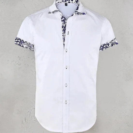Best OUKU Men's Shirt Summer Shirt Button Up Shirt Black White Red Navy Blue Light Blue Short Sleeve Floral Color Block Turndown Street Casual Button-Down Clothing Apparel Polyester Sports Fashion Classic