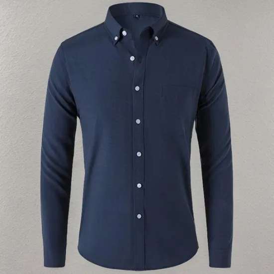 Clearance OUKU Men's Shirt Summer Shirt Button Up Shirt Casual Shirt Black White Navy Blue Blue Gray Long Sleeve Plain Button Down Collar Holiday Vacation Button-Down Clothing Apparel Fashion Casual Comfortable