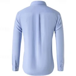 Clearance OUKU Men's Shirt Summer Shirt Button Up Shirt Casual Shirt Black White Navy Blue Blue Gray Long Sleeve Plain Button Down Collar Holiday Vacation Button-Down Clothing Apparel Fashion Casual Comfortable