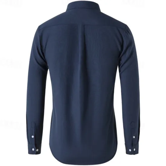 Clearance OUKU Men's Shirt Summer Shirt Button Up Shirt Casual Shirt Black White Navy Blue Blue Gray Long Sleeve Plain Button Down Collar Holiday Vacation Button-Down Clothing Apparel Fashion Casual Comfortable