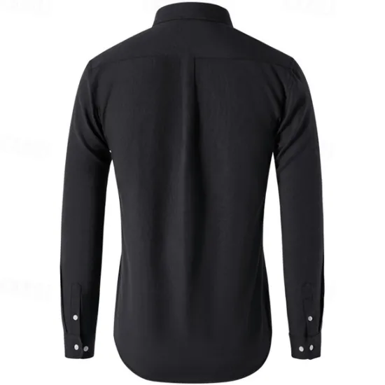 Clearance OUKU Men's Shirt Summer Shirt Button Up Shirt Casual Shirt Black White Navy Blue Blue Gray Long Sleeve Plain Button Down Collar Holiday Vacation Button-Down Clothing Apparel Fashion Casual Comfortable