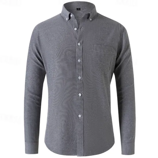 Clearance OUKU Men's Shirt Summer Shirt Button Up Shirt Casual Shirt Black White Navy Blue Blue Gray Long Sleeve Plain Button Down Collar Holiday Vacation Button-Down Clothing Apparel Fashion Casual Comfortable