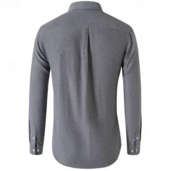Clearance OUKU Men's Shirt Summer Shirt Button Up Shirt Casual Shirt Black White Navy Blue Blue Gray Long Sleeve Plain Button Down Collar Holiday Vacation Button-Down Clothing Apparel Fashion Casual Comfortable
