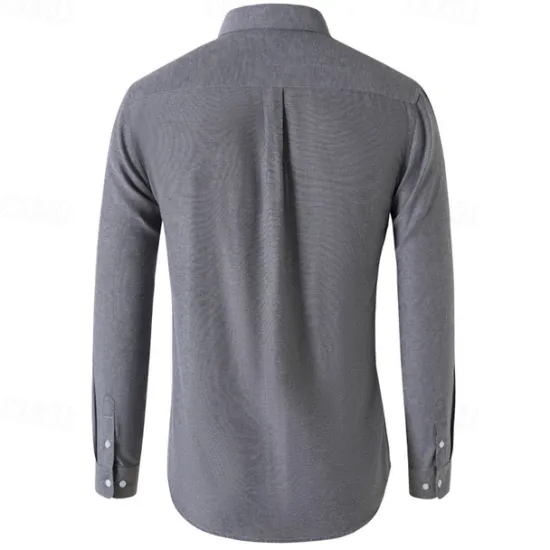 Clearance OUKU Men's Shirt Summer Shirt Button Up Shirt Casual Shirt Black White Navy Blue Blue Gray Long Sleeve Plain Button Down Collar Holiday Vacation Button-Down Clothing Apparel Fashion Casual Comfortable