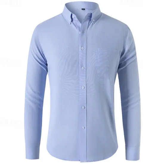 Clearance OUKU Men's Shirt Summer Shirt Button Up Shirt Casual Shirt Black White Navy Blue Blue Gray Long Sleeve Plain Button Down Collar Holiday Vacation Button-Down Clothing Apparel Fashion Casual Comfortable