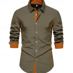 Outlet OUKU Men's Shirt Summer Shirt Casual Shirt Beach Shirt Collared Shirt Button Up Shirt Black White Burgundy Navy Blue Blue Long Sleeve Color Block Lapel Vacation Hawaiian Patchwork Clothing Apparel