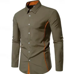 Outlet OUKU Men's Shirt Summer Shirt Casual Shirt Beach Shirt Collared Shirt Button Up Shirt Black White Burgundy Navy Blue Blue Long Sleeve Color Block Lapel Vacation Hawaiian Patchwork Clothing Apparel
