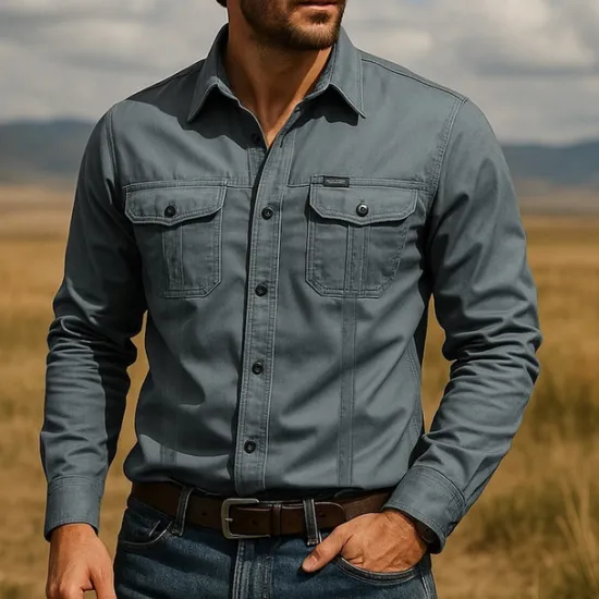 Discount OUKU Men's Shirt Summer Shirt Casual Shirt Beach Shirt Button Up Shirt White Navy Blue khaki Gray Long Sleeve Plain Lapel Vacation Hawaiian Pocket Clothing Apparel 100% Cotton Fashion Casual Comfortable
