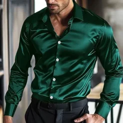 Best OUKU Men's Shirt Summer Shirt Casual Shirt Beach Shirt Button Up Shirt Black White Wine Blue Green Long Sleeve Plain Lapel Vacation Hawaiian Buttons Clothing Apparel Fashion Casual Comfortable