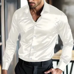 Best OUKU Men's Shirt Summer Shirt Casual Shirt Beach Shirt Button Up Shirt Black White Wine Blue Green Long Sleeve Plain Lapel Vacation Hawaiian Buttons Clothing Apparel Fashion Casual Comfortable