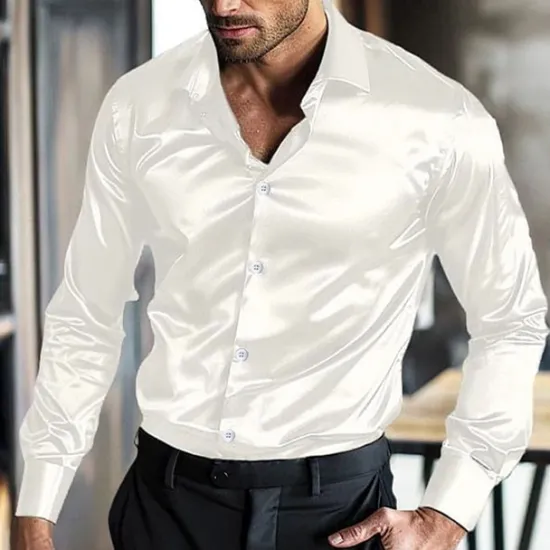 Best OUKU Men's Shirt Summer Shirt Casual Shirt Beach Shirt Button Up Shirt Black White Wine Blue Green Long Sleeve Plain Lapel Vacation Hawaiian Buttons Clothing Apparel Fashion Casual Comfortable