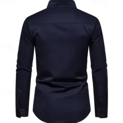 OUKU Men's Shirt Summer Shirt Casual Shirt Beach Shirt Collared Shirt Button Up Shirt Black White Navy Blue Long Sleeve Paisley Lapel Vacation Hawaiian Pocket Clothing Apparel Polyester Fashion Casual