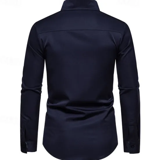 OUKU Men's Shirt Summer Shirt Casual Shirt Beach Shirt Collared Shirt Button Up Shirt Black White Navy Blue Long Sleeve Paisley Lapel Vacation Hawaiian Pocket Clothing Apparel Polyester Fashion Casual