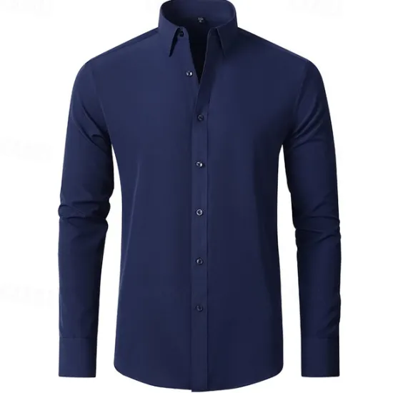 Outlet OUKU Men's Shirt Summer Shirt Casual Shirt Beach Shirt Button Up Shirt Light Yellow Black White Yellow Pink Long Sleeve Plain Lapel Vacation Hawaiian Button-Down Clothing Apparel Polyester Fashion Casual