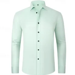 Outlet OUKU Men's Shirt Summer Shirt Casual Shirt Beach Shirt Button Up Shirt Light Yellow Black White Yellow Pink Long Sleeve Plain Lapel Vacation Hawaiian Button-Down Clothing Apparel Polyester Fashion Casual