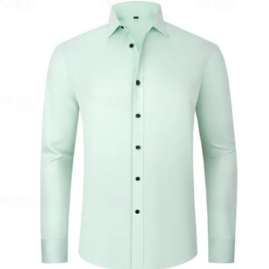 Outlet OUKU Men's Shirt Summer Shirt Casual Shirt Beach Shirt Button Up Shirt Light Yellow Black White Yellow Pink Long Sleeve Plain Lapel Vacation Hawaiian Button-Down Clothing Apparel Polyester Fashion Casual
