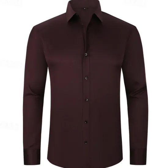 Outlet OUKU Men's Shirt Summer Shirt Casual Shirt Beach Shirt Button Up Shirt Light Yellow Black White Yellow Pink Long Sleeve Plain Lapel Vacation Hawaiian Button-Down Clothing Apparel Polyester Fashion Casual