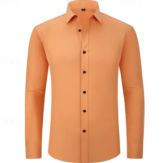Outlet OUKU Men's Shirt Summer Shirt Casual Shirt Beach Shirt Button Up Shirt Light Yellow Black White Yellow Pink Long Sleeve Plain Lapel Vacation Hawaiian Button-Down Clothing Apparel Polyester Fashion Casual