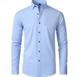 Outlet OUKU Men's Shirt Summer Shirt Casual Shirt Beach Shirt Button Up Shirt Light Yellow Black White Yellow Pink Long Sleeve Plain Lapel Vacation Hawaiian Button-Down Clothing Apparel Polyester Fashion Casual