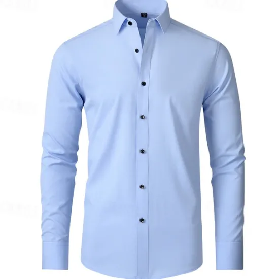 Outlet OUKU Men's Shirt Summer Shirt Casual Shirt Beach Shirt Button Up Shirt Light Yellow Black White Yellow Pink Long Sleeve Plain Lapel Vacation Hawaiian Button-Down Clothing Apparel Polyester Fashion Casual