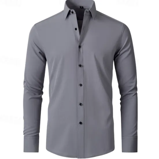 Outlet OUKU Men's Shirt Summer Shirt Casual Shirt Beach Shirt Button Up Shirt Light Yellow Black White Yellow Pink Long Sleeve Plain Lapel Vacation Hawaiian Button-Down Clothing Apparel Polyester Fashion Casual