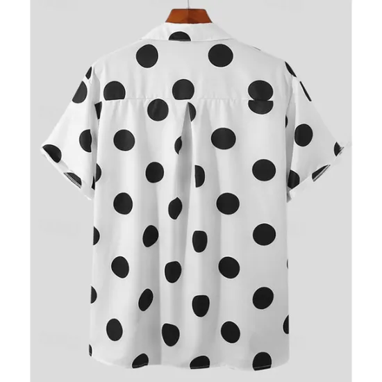 New OUKU Men's Shirt Summer Shirt Casual Shirt Beach Shirt Button Up Shirt Black White Yellow Short Sleeve Polka Dot Lapel Vacation Hawaiian Clothing Apparel Polyester Fashion Casual Comfortable