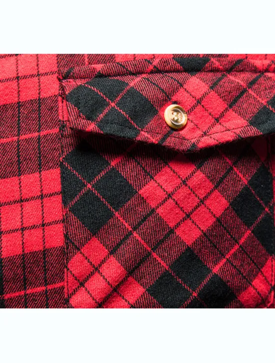 Outlet OUKU Men's Shirt Summer Shirt Casual Shirt Button Up Shirt Checked Shirts Black Wine Red khaki Gray Sleeveless Plaid Graphic Prints Turndown Vacation Street Print Clothing Apparel Cotton Cotton Blend