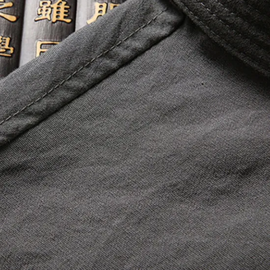 Hot OUKU Men's Shirt Summer Shirt Casual Shirt Beach Shirt Button Up Shirt Black White Navy Blue Green Dark Gray Long Sleeve Plain Standing Collar Vacation Hawaiian Embroidered Clothing Apparel Polyester