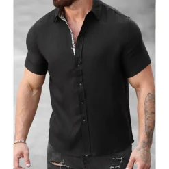 Best OUKU Men's Shirt Summer Shirt Casual Shirt Beach Shirt Button Up Shirt Black White Light Green Blue khaki Short Sleeve Printed Shirt Collar Vacation Hawaiian Button-Down Clothing Apparel Polyester Fashion