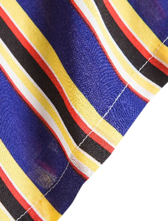 New OUKU Men's Shirt Summer Shirt Casual Shirt Button Up Shirt Striped Shirts Yellow Blue Red Dark Blue Short Sleeve Striped Band Collar Vacation Street Print Clothing Apparel 100% Cotton Stylish Classic