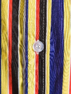 New OUKU Men's Shirt Summer Shirt Casual Shirt Button Up Shirt Striped Shirts Yellow Blue Red Dark Blue Short Sleeve Striped Band Collar Vacation Street Print Clothing Apparel 100% Cotton Stylish Classic