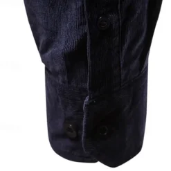 OUKU Men's Shirt Summer Shirt Corduroy Shirt Button Up Shirt Yellow Red Dark Navy Green Long Sleeve Plain Turndown Casual Daily Button-Down Clothing Apparel Cotton Fashion Streetwear Classic