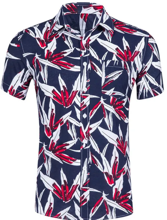 Clearance OUKU Men's Shirt Summer Shirt Casual Shirt Beach Shirt Summer Hawaiian Shirt Button Up Shirt Light Yellow White Yellow Navy Blue Blue Short Sleeve Pineapple Leaves Turndown Street Daily Print Clothing