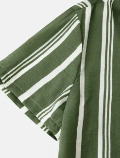 New OUKU Men's Shirt Summer Shirt Casual Shirt Button Up Shirt Striped Shirts Black Blue Red Green Short Sleeve Striped Turndown Vacation Street Clothing Apparel Cotton Cotton Blend Fashion Casual Comfortable