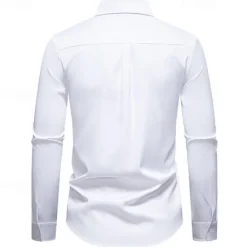 Online OUKU Men's Shirt Summer Shirt Casual Shirt Beach Shirt Button Up Shirt Black White Long Sleeve Floral Lapel Vacation Hawaiian Embroidered Clothing Apparel Polyester Fashion Casual Comfortable
