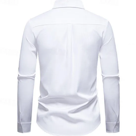 Online OUKU Men's Shirt Summer Shirt Casual Shirt Beach Shirt Button Up Shirt Black White Long Sleeve Floral Lapel Vacation Hawaiian Embroidered Clothing Apparel Polyester Fashion Casual Comfortable