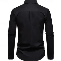Online OUKU Men's Shirt Summer Shirt Casual Shirt Beach Shirt Button Up Shirt Black White Long Sleeve Floral Lapel Vacation Hawaiian Embroidered Clothing Apparel Polyester Fashion Casual Comfortable