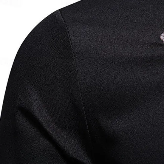 Online OUKU Men's Shirt Summer Shirt Casual Shirt Beach Shirt Button Up Shirt Black White Long Sleeve Floral Lapel Vacation Hawaiian Embroidered Clothing Apparel Polyester Fashion Casual Comfortable