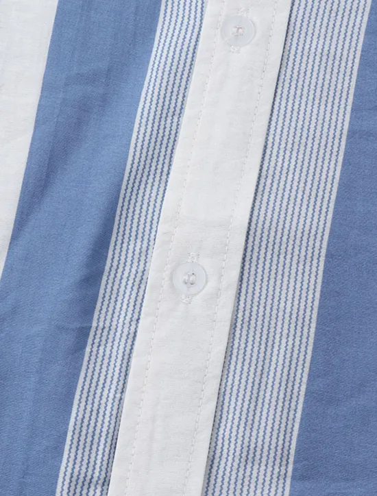 Discount OUKU Men's Shirt Summer Shirt Casual Shirt Button Up Shirt Striped Shirts Black White Yellow Pink Blue Short Sleeve Striped Turndown Vacation Street Clothing Apparel Cotton Stylish Classic Casual