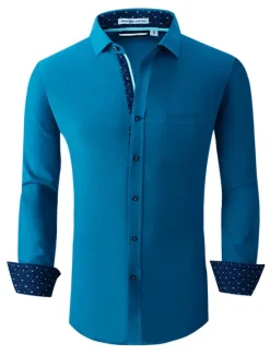 Discount OUKU Men's Shirt Summer Shirt Casual Shirt Button Up Shirt Black White Pink Wine Red Long Sleeve Geometric Color Block Lapel Vacation Daily Patchwork Clothing Apparel Polyester Fashion Casual Comfortable