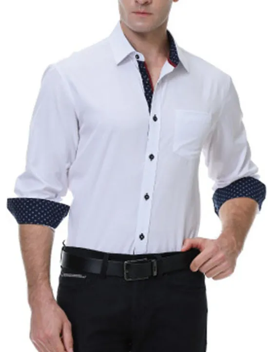 Discount OUKU Men's Shirt Summer Shirt Casual Shirt Button Up Shirt Black White Pink Wine Red Long Sleeve Geometric Color Block Lapel Vacation Daily Patchwork Clothing Apparel Polyester Fashion Casual Comfortable