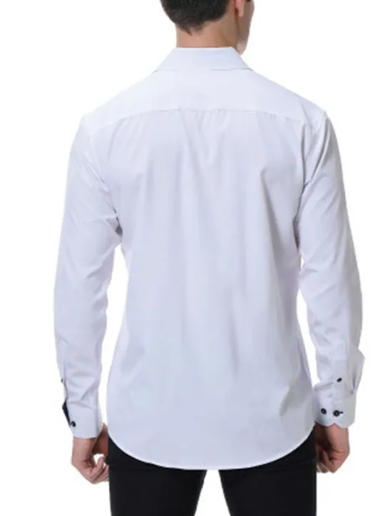 Discount OUKU Men's Shirt Summer Shirt Casual Shirt Button Up Shirt Black White Pink Wine Red Long Sleeve Geometric Color Block Lapel Vacation Daily Patchwork Clothing Apparel Polyester Fashion Casual Comfortable