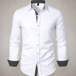 Outlet OUKU Men's Shirt Summer Shirt Casual Shirt Beach Shirt Collared Shirt Button Up Shirt Black White Red Long Sleeve Polka Dot Lapel Vacation Hawaiian Pocket Clothing Apparel Polyester Fashion Casual