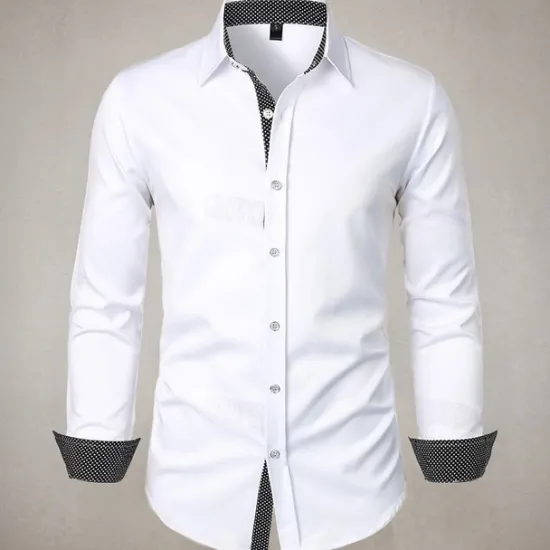 Outlet OUKU Men's Shirt Summer Shirt Casual Shirt Beach Shirt Collared Shirt Button Up Shirt Black White Red Long Sleeve Polka Dot Lapel Vacation Hawaiian Pocket Clothing Apparel Polyester Fashion Casual