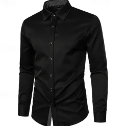 Outlet OUKU Men's Shirt Summer Shirt Casual Shirt Beach Shirt Collared Shirt Button Up Shirt Black White Red Long Sleeve Polka Dot Lapel Vacation Hawaiian Pocket Clothing Apparel Polyester Fashion Casual