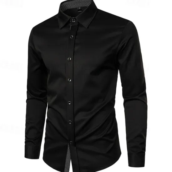 Outlet OUKU Men's Shirt Summer Shirt Casual Shirt Beach Shirt Collared Shirt Button Up Shirt Black White Red Long Sleeve Polka Dot Lapel Vacation Hawaiian Pocket Clothing Apparel Polyester Fashion Casual