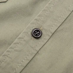 Outlet OUKU Men's Shirt Summer Shirt Casual Shirt Work Shirt Button Up Shirt Royal Blue khaki Army Green Short Sleeve Plain Lapel Vacation Holiday Front Pocket Clothing Apparel 100% Cotton Fashion Casual