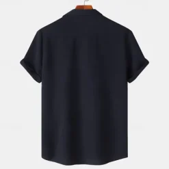Sale OUKU Men's Shirt Summer Shirt Casual Shirt Beach Shirt Button Up Shirt White Light Green Navy Blue Blue Purple Short Sleeve Plain Lapel Vacation Hawaiian Pocket Clothing Apparel Polyester Fashion Casual