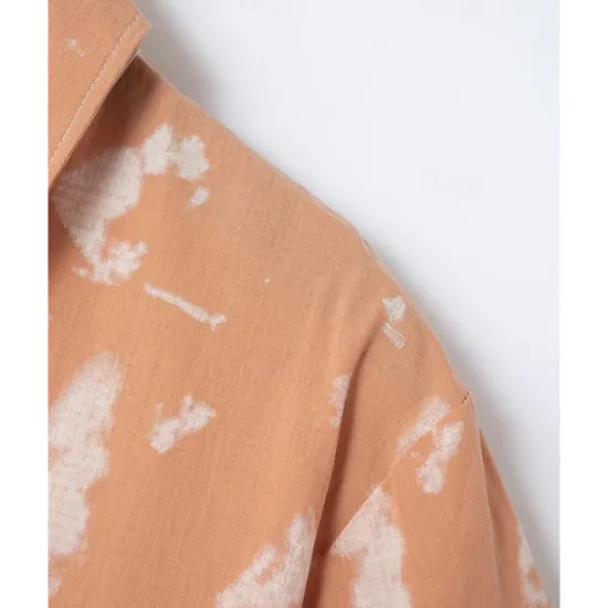 Sale OUKU Men's Shirt Summer Shirt Casual Shirt Beach Shirt Button Up Shirt Light Green Pink Wine Orange khaki Short Sleeve Tie Dye Lapel Vacation Hawaiian Front Pocket Clothing Apparel Fashion Casual