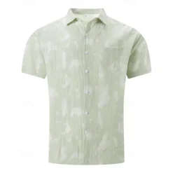 Sale OUKU Men's Shirt Summer Shirt Casual Shirt Beach Shirt Button Up Shirt Light Green Pink Wine Orange khaki Short Sleeve Tie Dye Lapel Vacation Hawaiian Front Pocket Clothing Apparel Fashion Casual